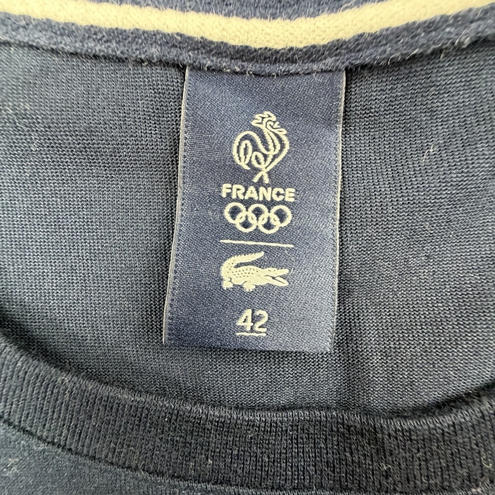 Lacoste France Olympic Team T Shirt Women 42 Navy Crocodile Tee - Picture 3 of 9